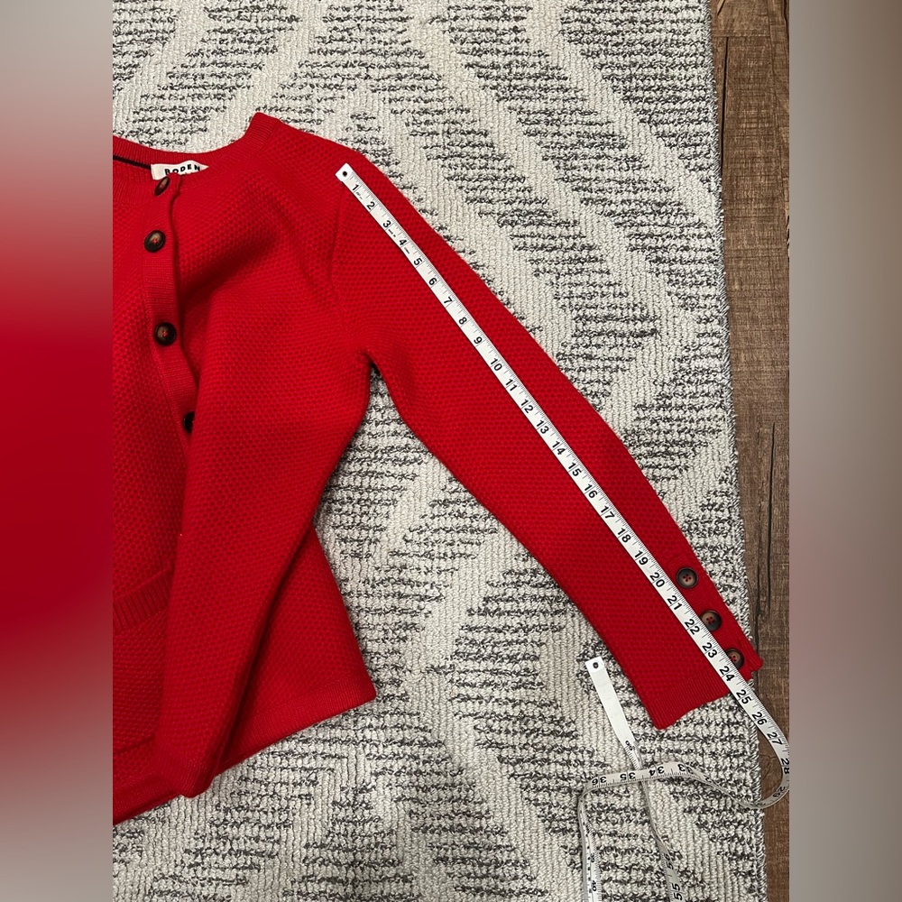 Boden Wool Blend Red Button Down Knit Preppy Card… - image 12